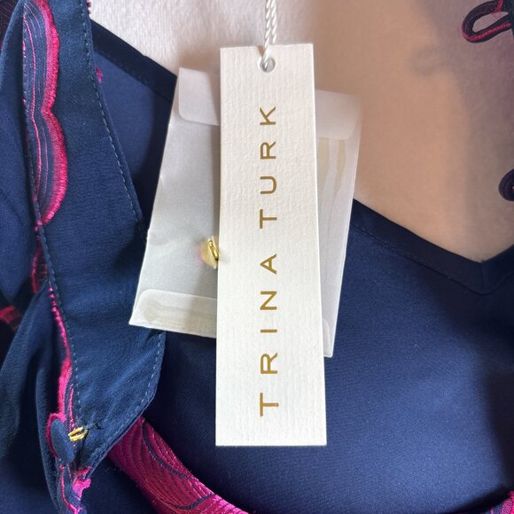 Trina Turk Women's St Marks Silk Blend Button-Up Blouse Size XL Blue/PInk NWT - Picture 12 of 16